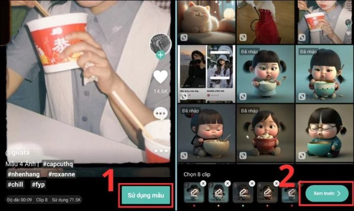 xem thử hiệu quả của video sau khi áp dụng mẫu