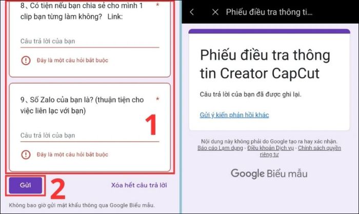 trả lời câu hỏi trong phiếu khảo sát