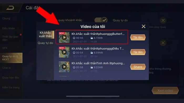 Xem lại video khoảnh khắc đã lưu
