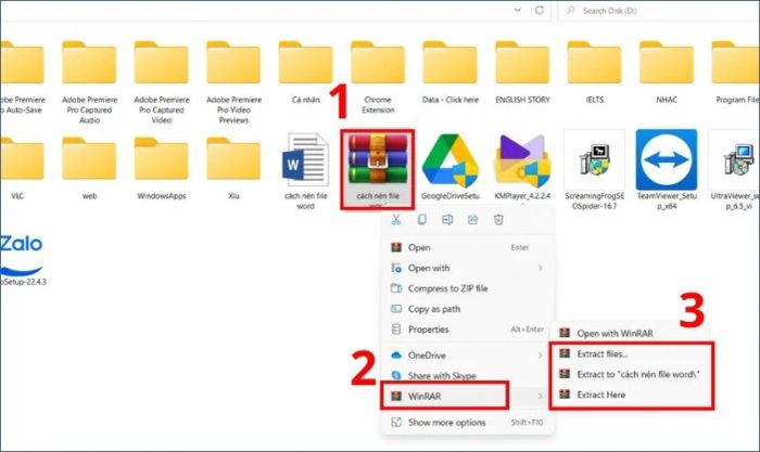 cách giải nén file Word từ định dạng RAR, ZIP