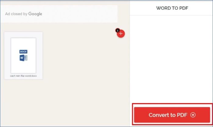 nhấn vào convert to pdf để bắt đầu