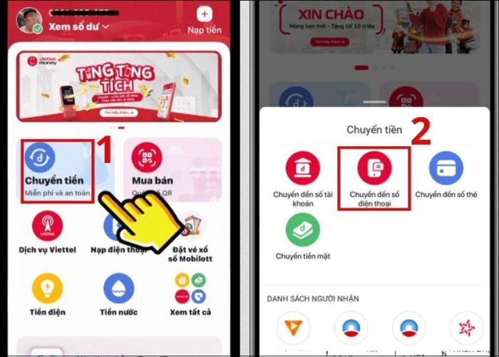 Ví điện tử Viettel giúp chuyển tiền đến số điện thoại một cách cực kỳ đơn giản và nhanh chóng