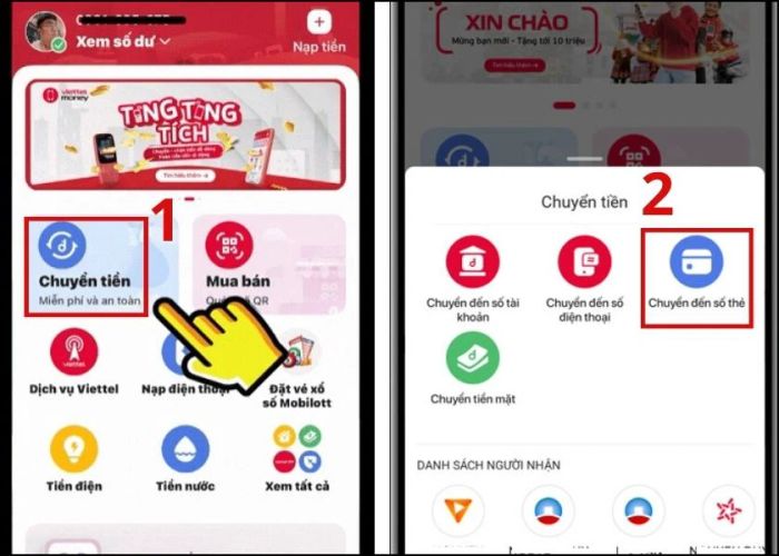 Chuyển tiền đến số thẻ trên ứng dụng Viettel Money dễ dàng và nhanh chóng