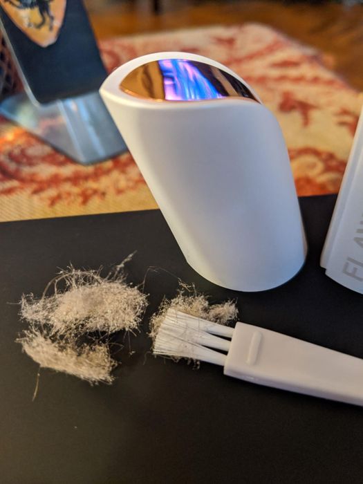 A reviewer's results showing the hair removed after just one session with the hair remover.