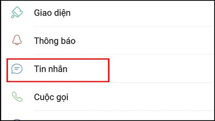 Chọn mục tin nhắn