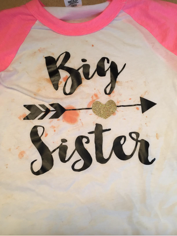 A reviewer's kid's shirt with a tomato soup stain on it.