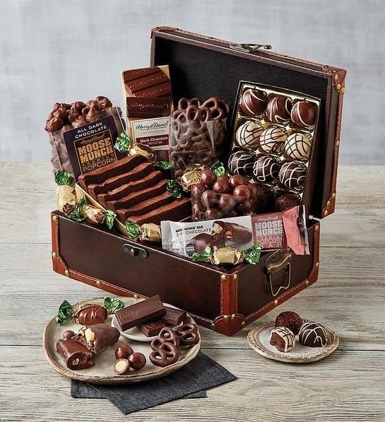 A chest overflowing with a delightful assortment of chocolates.