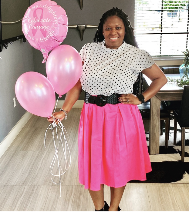 A reviewer shared a photo of the top in black and white polka dots.