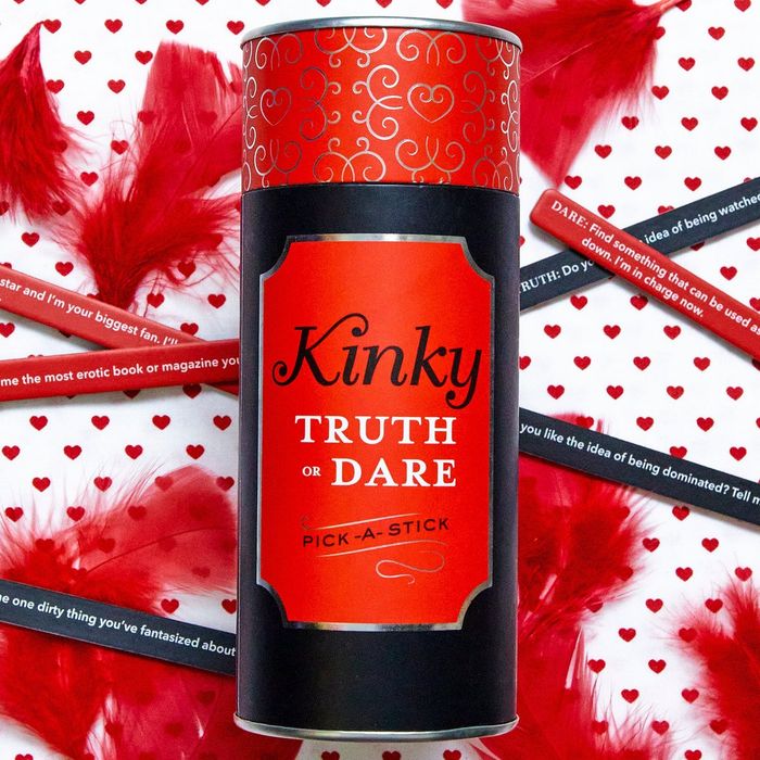 The Truth or Dare container, showcasing a few examples of the sticks included in the set.