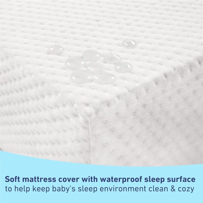 A close-up of a soft mattress cover with a waterproof sleep surface, highlighting its durability and comfort.