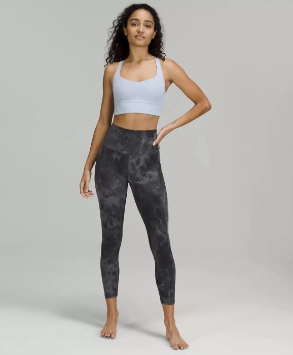 Model wearing cloudy grey leggings
