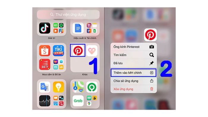 Nhấn giữ và chọn ứng dụng