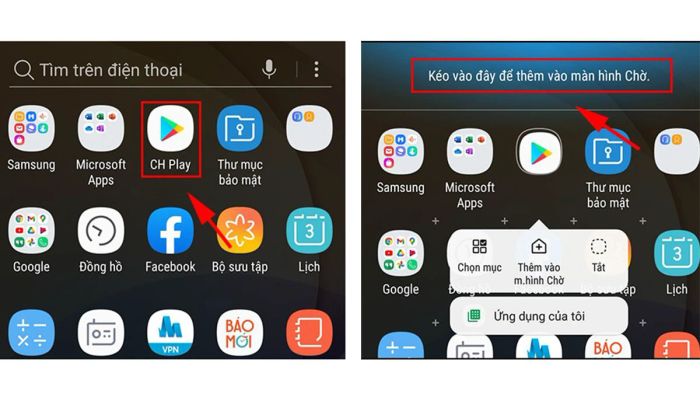 Cách đưa ứng dụng lên màn hình chính của điện thoại