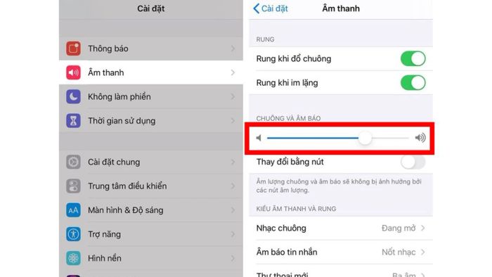 Truy cập vào ứng dụng Cài đặt trên điện thoại để điều chỉnh âm thanh