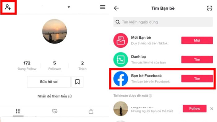 tìm Facebook qua Tiktok