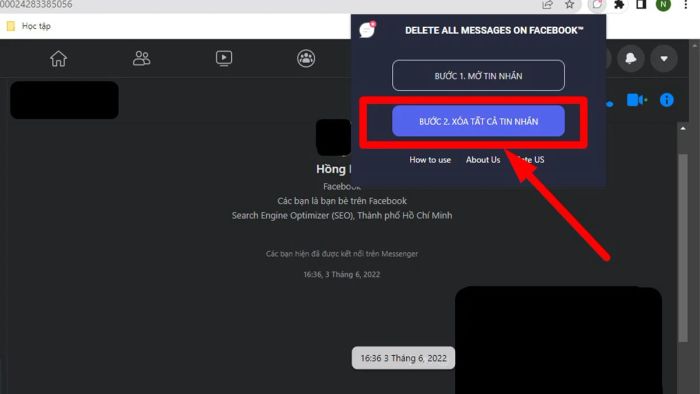 Chuyển sang chế độ Xóa tất cả tin nhắn
