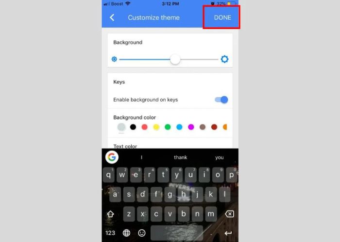 Hoàn thành việc cài đặt hình nền bàn phím mới trên iPhone