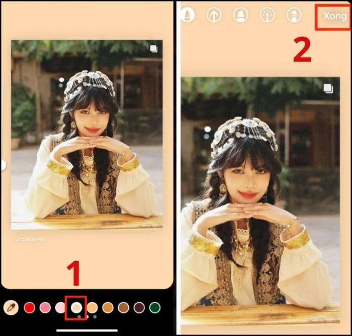 Nhấn giữ vào một vị trí bất kỳ trên nền Story