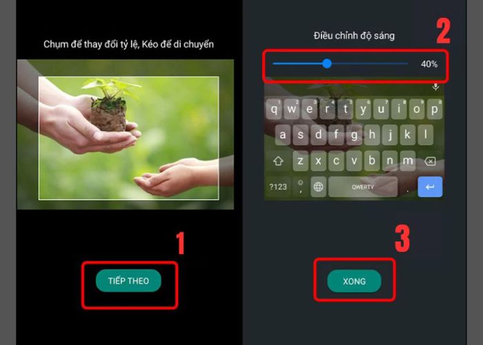 Chỉnh độ sáng ảnh và bấm Xong để lưu lại