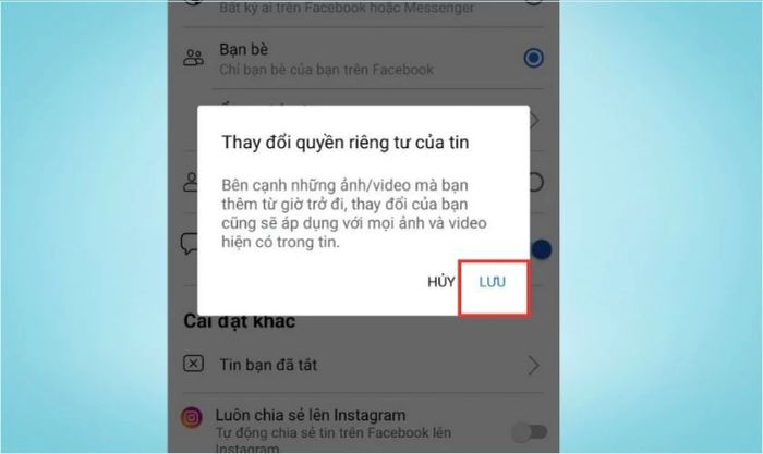 Nhấn Lưu để kết thúc việc thay đổi