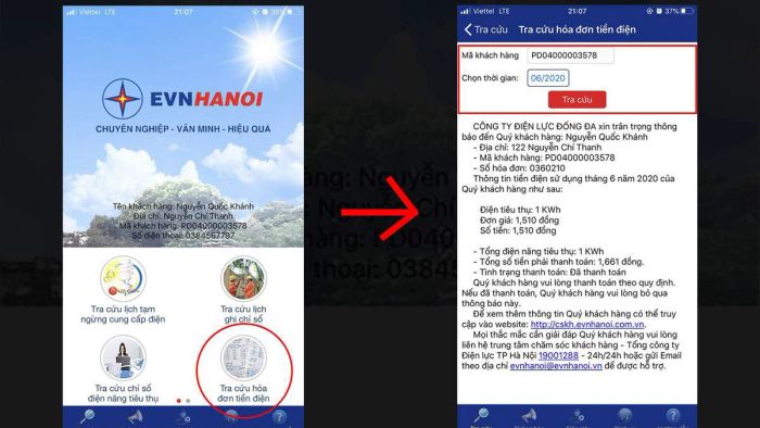 Kiểm tra hóa đơn tiền điện