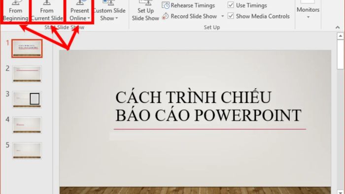 Trình chiếu slide đã hoàn tất thành công.