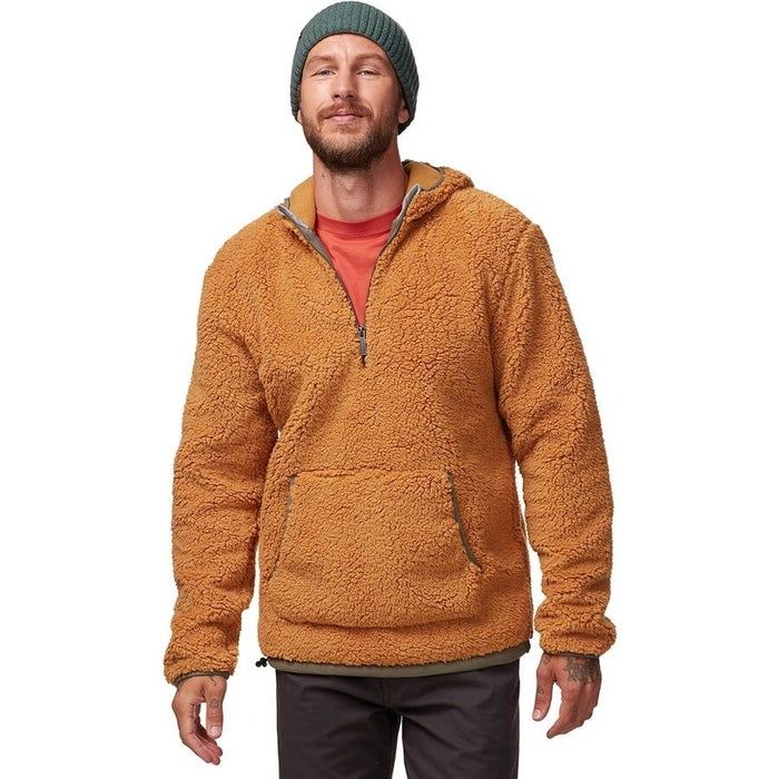 Model wearing the bone brown pullover