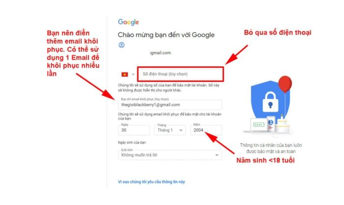 Hướng dẫn tạo Gmail không cần số điện thoại trên máy tính
