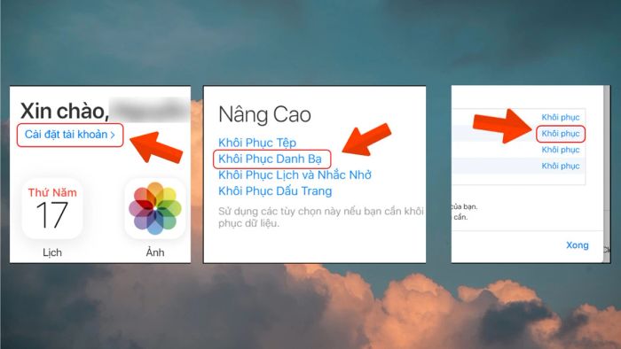 Khôi phục danh bạ trên iPhone qua iCloud