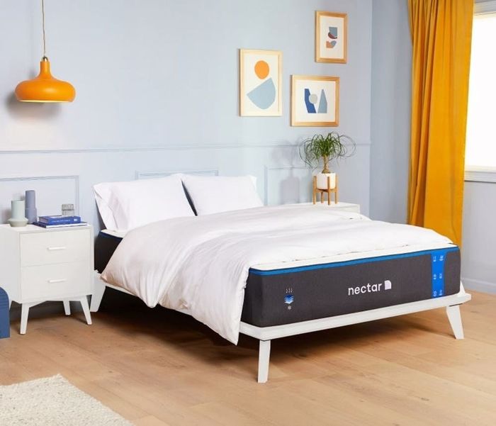 A lifestyle image showcasing the Nectar mattress set up on a bed in a bedroom environment.