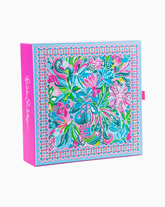 A colorful Lilly Pulitzer puzzle neatly packed in its box, ready to bring joy and creativity.