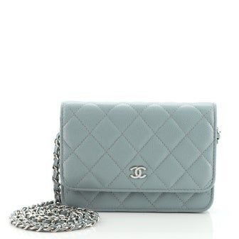 A stunning light blue Chanel bag, the perfect blend of sophistication and charm.