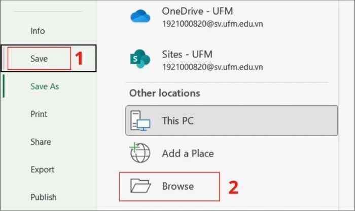 chọn browse - khắc phục lỗi mở file excel bị chậm