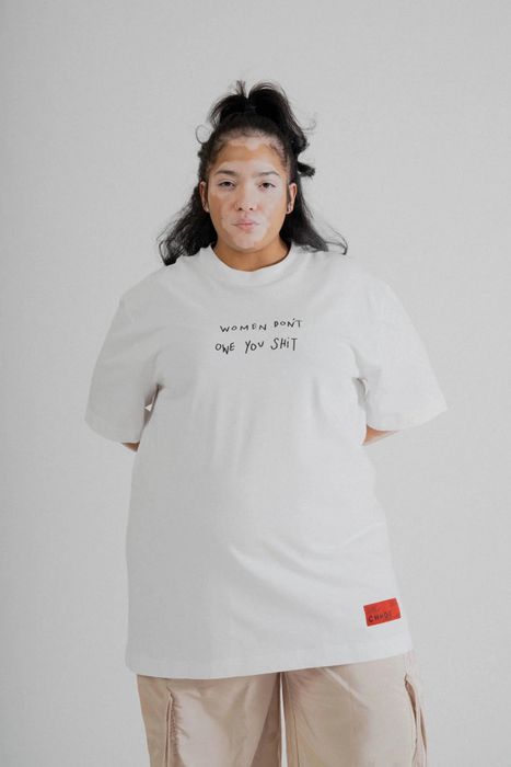 Model showcasing the shirt