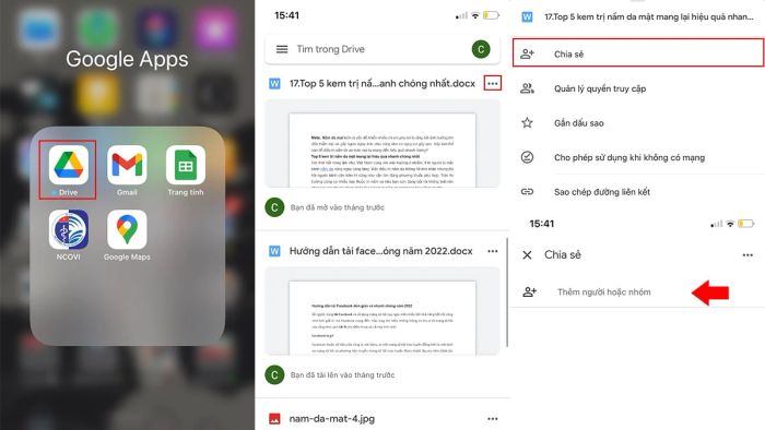 Hướng dẫn chia sẻ tệp tin trên Google Drive qua điện thoại