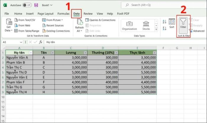 Quản lý và thiết lập bộ lọc tự động, xử lý file Excel có dung lượng lớn.