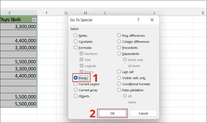 Chọn Blank và nhấn OK để cải thiện hiệu suất khi mở file Excel chậm.