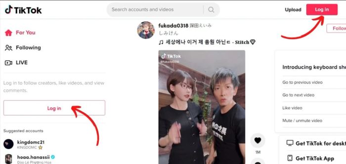 Cách đăng nhập TikTok qua máy tính