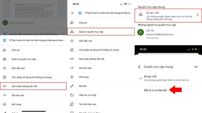 Bạn cần cấp quyền truy cập chung để người nhận có thể chỉnh sửa.