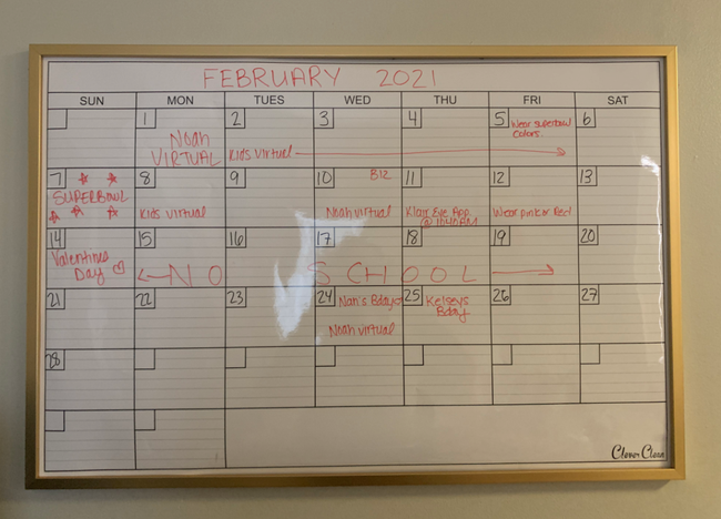 A framed reviewer's calendar