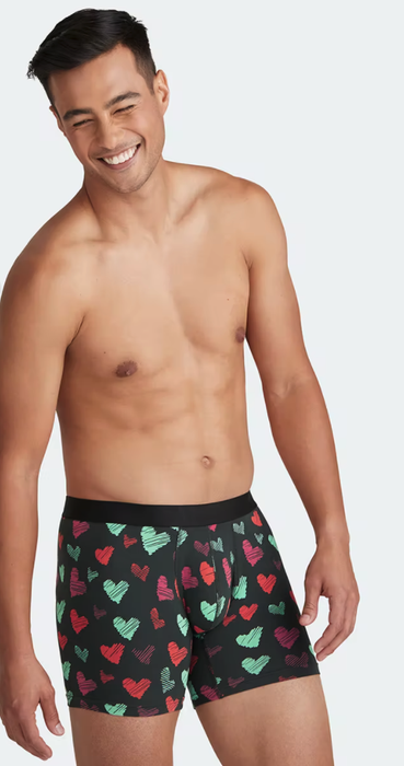 Another model sporting the heart-patterned boxer briefs