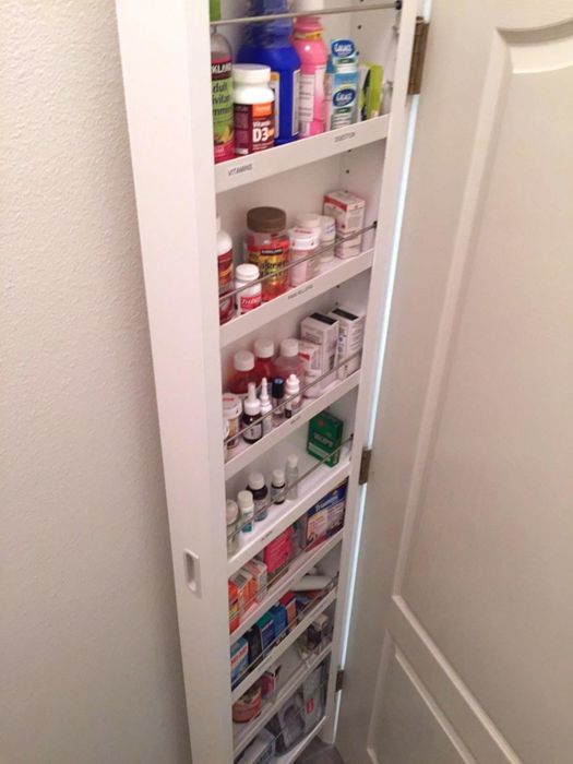 Reviewer’s behind-the-door storage tower holding all their medicine