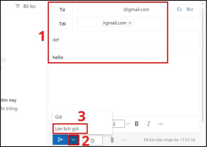 hẹn giờ gửi email trên Outlook - bước 2