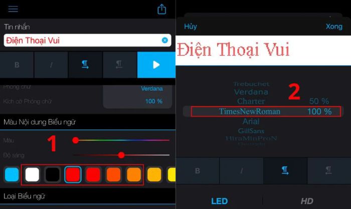 Lựa chọn màu sắc cho nền, phông chữ và nội dung của biểu ngữ