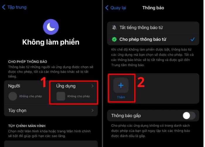 tùy chỉnh thông báo ứng dụng