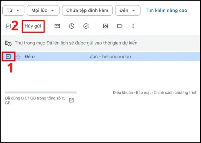Hướng dẫn cách hủy lịch gửi email