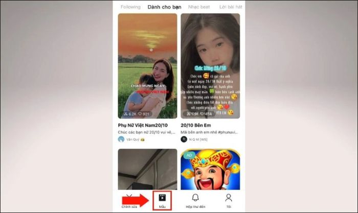Chọn mẫu video bạn muốn sử dụng.