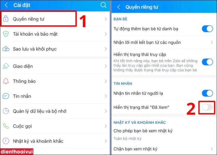 Hướng dẫn tắt trạng thái đã xem trên Zalo