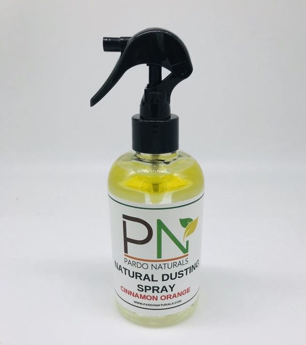 A bottle of cinnamon-orange cleaning spray.