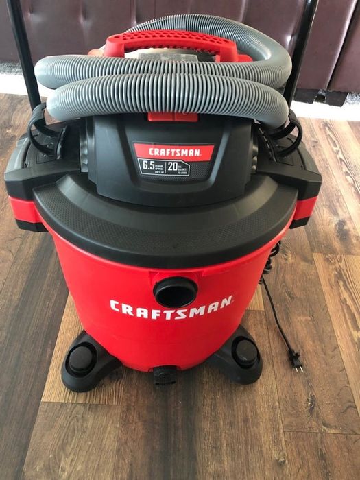 A red Craftsman shop vac.